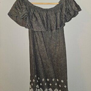 Old Navy Off The Shoulder BlueGray Floral Dress, Size XS